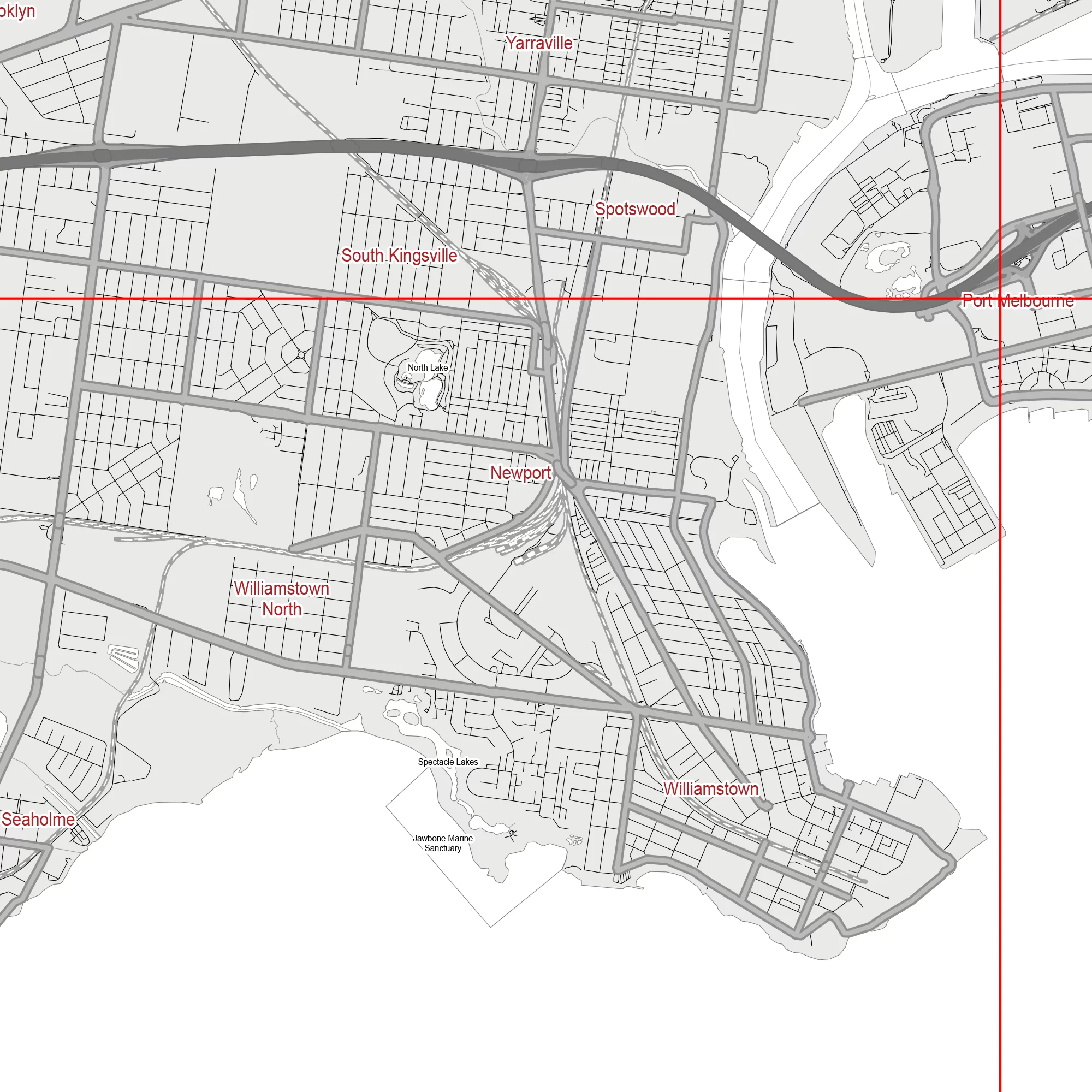 Melbourne Australia Map Vector City Plan Low Detailed (simple white) Street Map editable Adobe Illustrator in layers