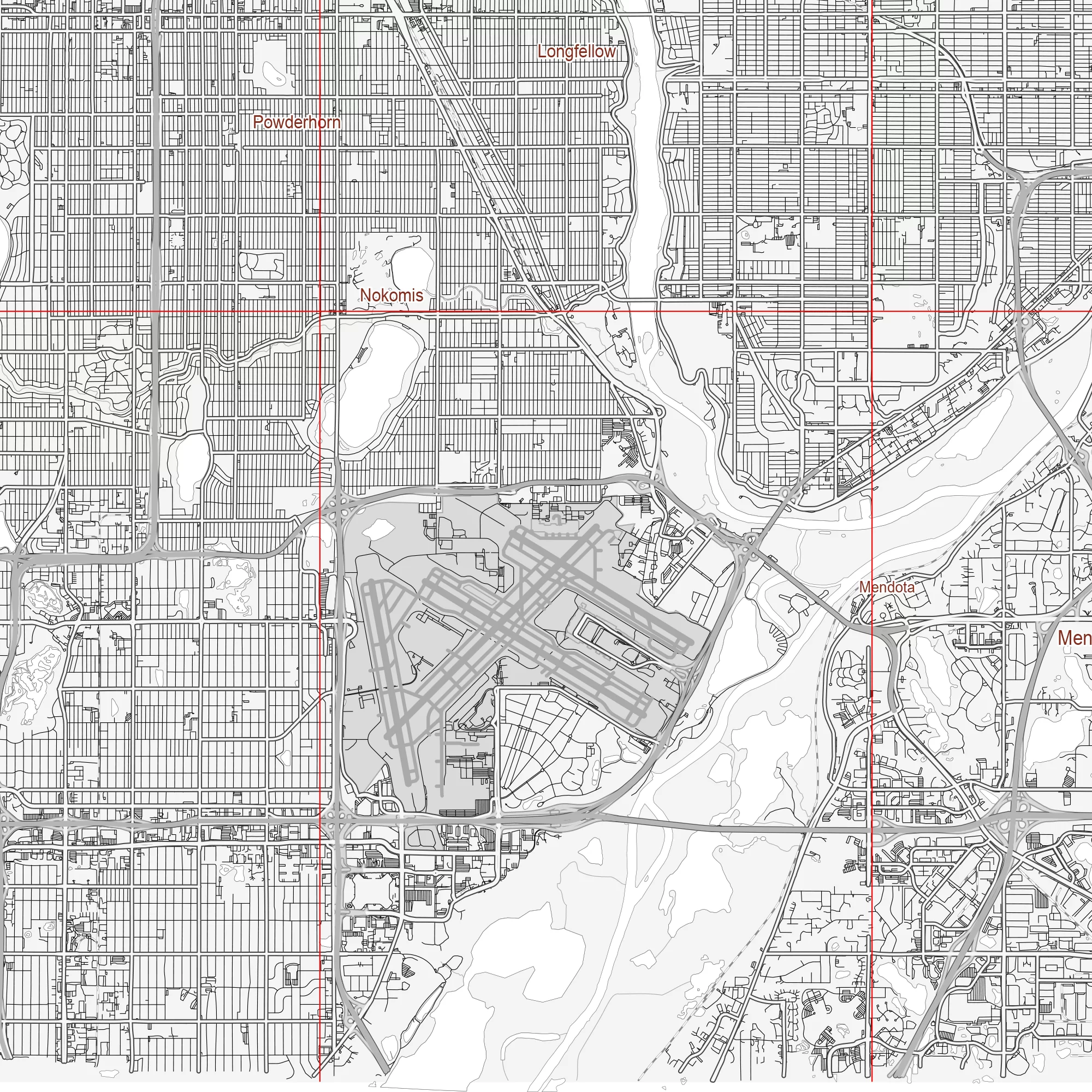 Minneapolis Sent Paul Minnesota US PDF Vector Map: City Plan Low Detailed (simple white) Street Map editable Adobe PDF in layers