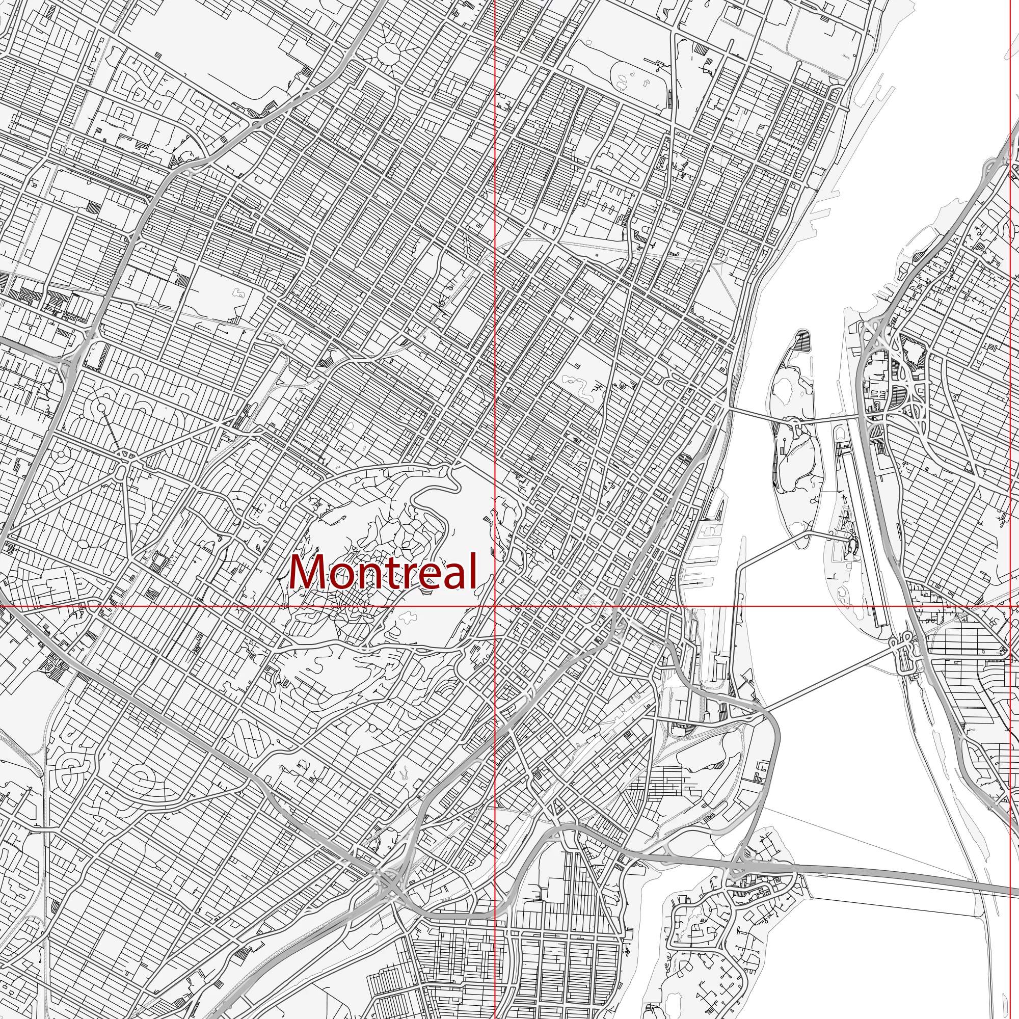 Montreal Quebec Canada PDF Vector Map: City Plan Low Detailed (simple white) Street Map editable Adobe PDF in layers
