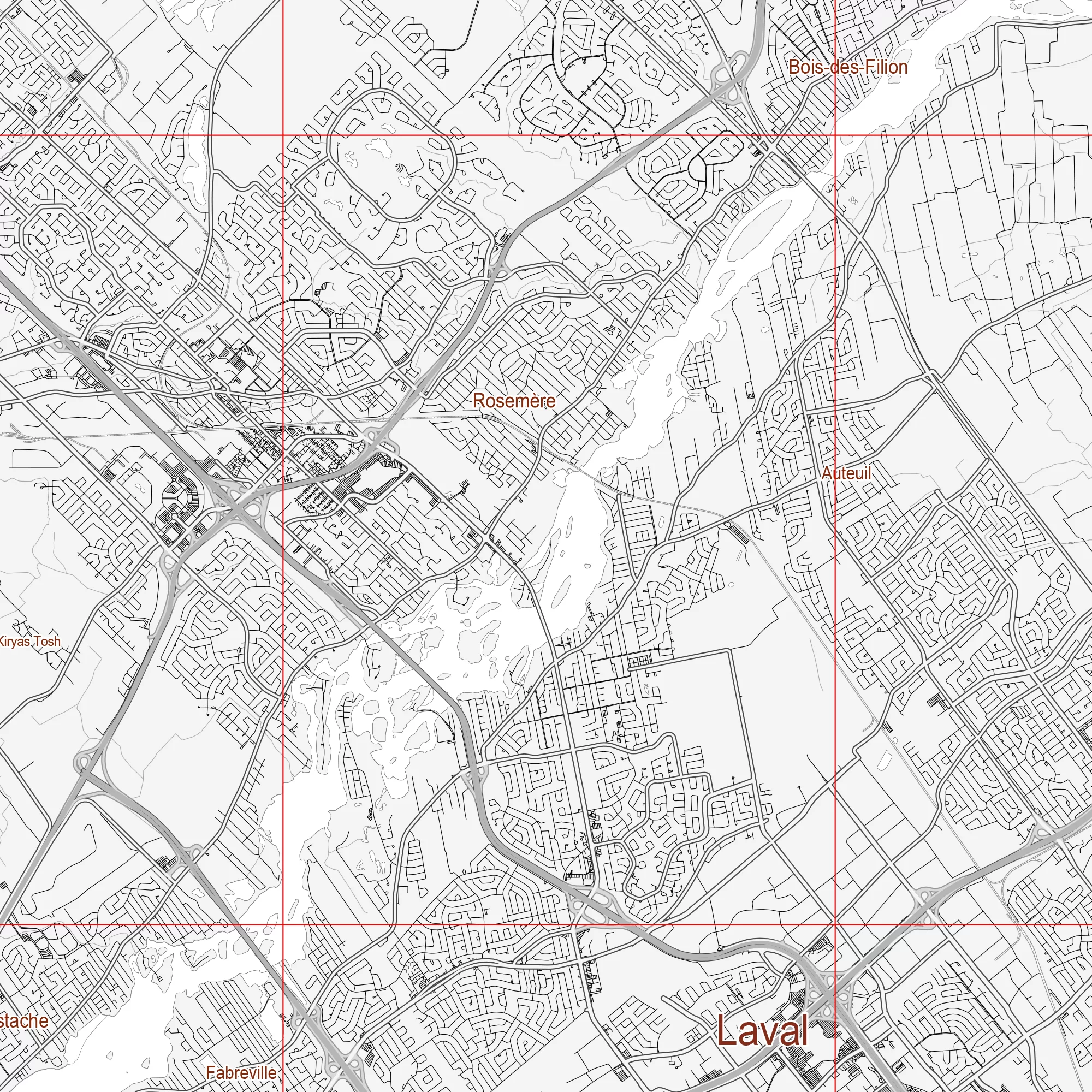 Montreal Quebec Canada PDF Vector Map: City Plan Low Detailed (simple white) Street Map editable Adobe PDF in layers