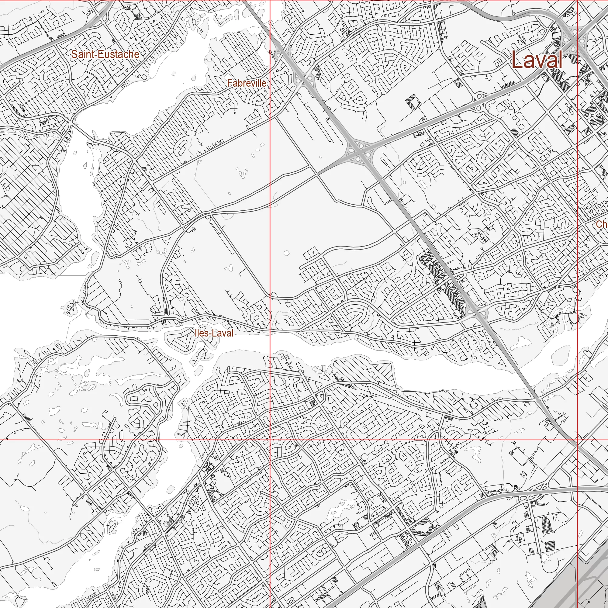Montreal Quebec Canada PDF Vector Map: City Plan Low Detailed (simple white) Street Map editable Adobe PDF in layers