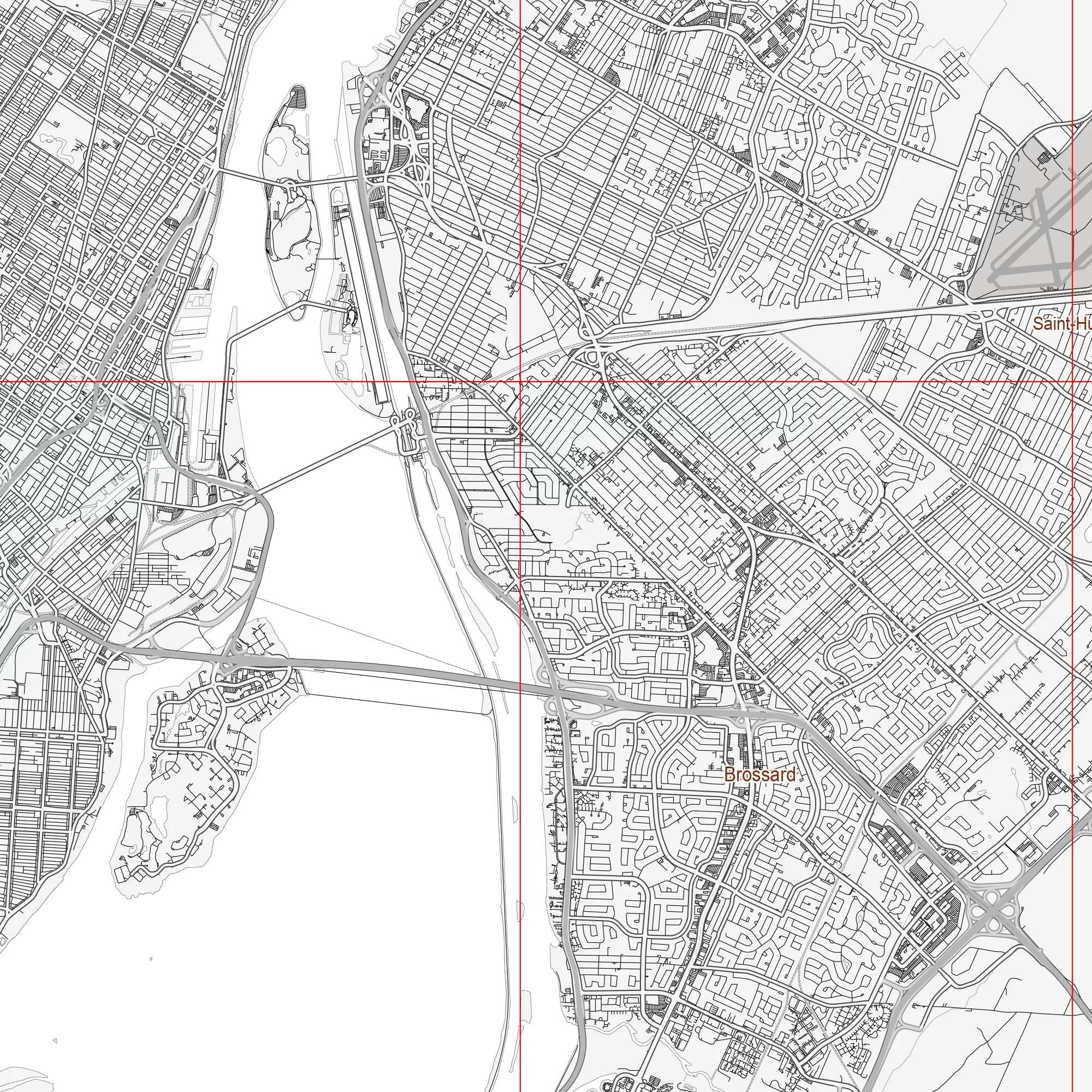 Montreal Quebec Canada PDF Vector Map: City Plan Low Detailed (simple white) Street Map editable Adobe PDF in layers