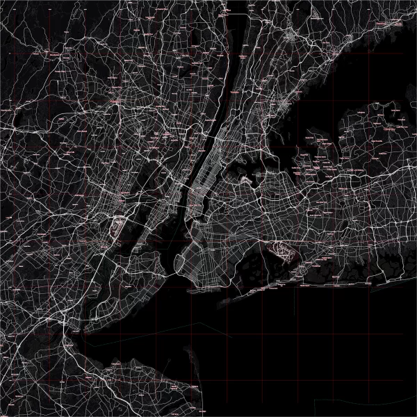 New York City US Map Vector City Plan Low Detailed (simple black) Street Map editable Adobe Illustrator in layers