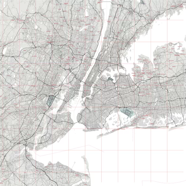 New York City US Map Vector City Plan Low Detailed (simple white) Street Map editable Adobe Illustrator in layers