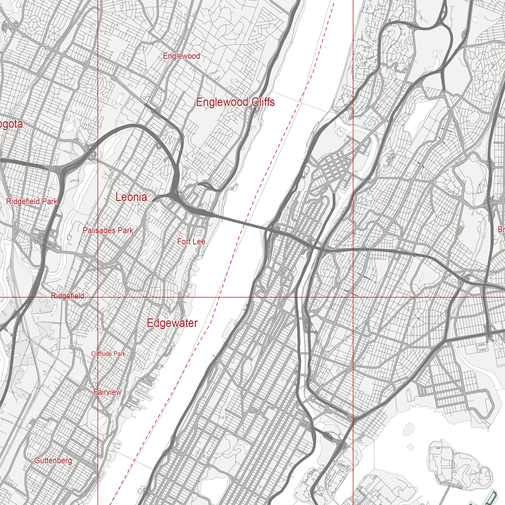 New York City US PDF Vector Map: City Plan Low Detailed (simple white) Street Map editable Adobe PDF in layers
