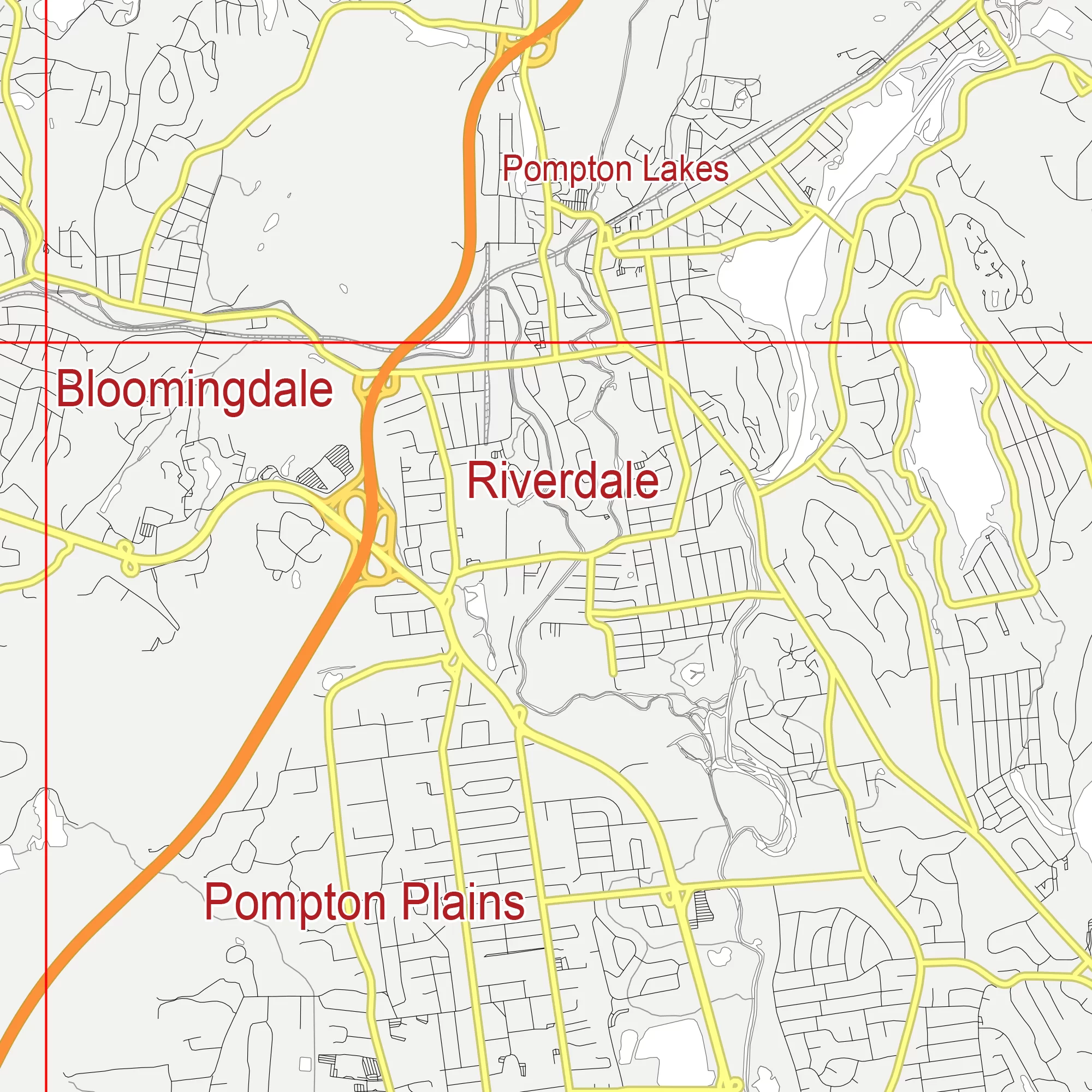 New York City US PDF Vector Map: City Plan Low Detailed (simple white + colors) Street Map editable Adobe PDF in layers