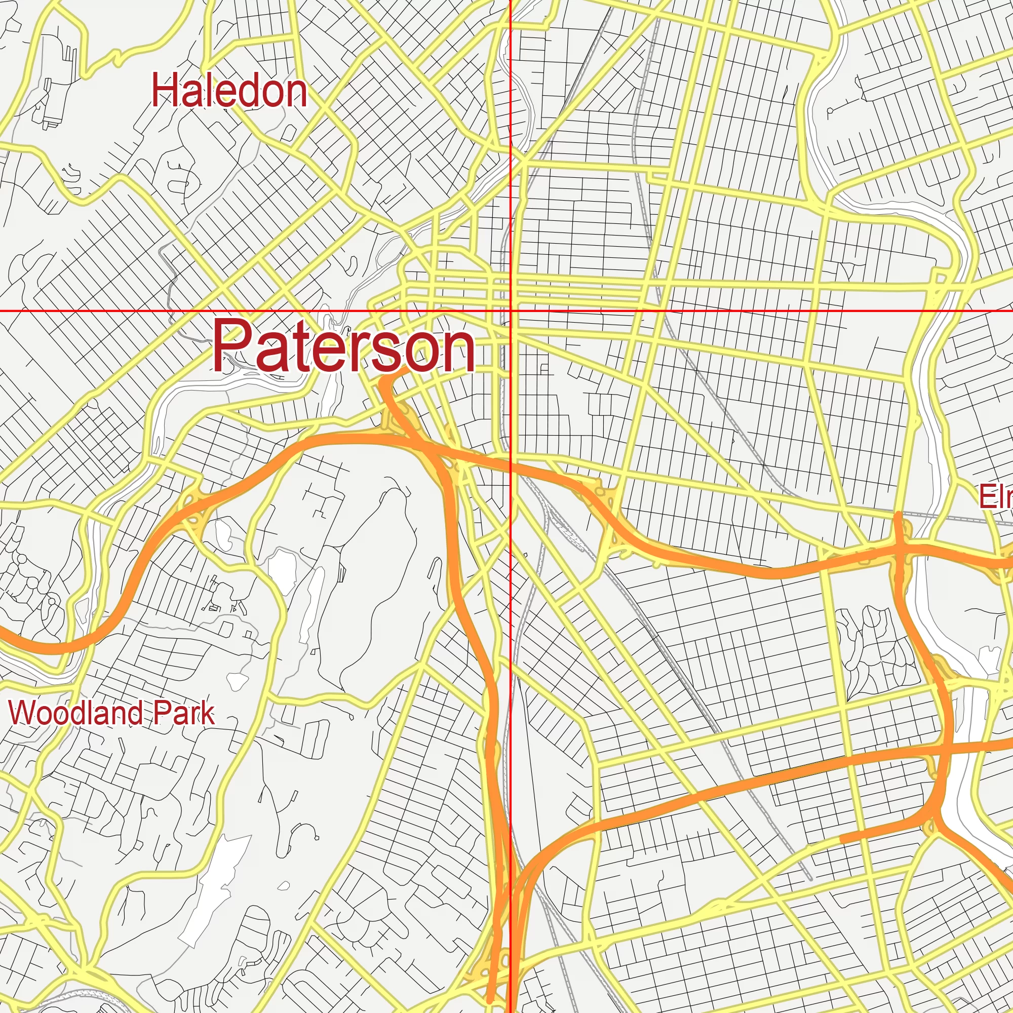 New York City US PDF Vector Map: City Plan Low Detailed (simple white + colors) Street Map editable Adobe PDF in layers
