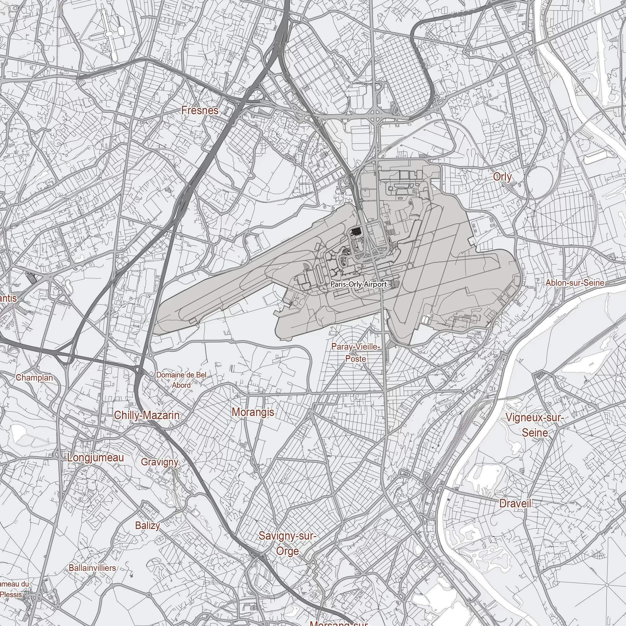Paris France Map Vector City Plan Low Detailed (simple white) Street Map editable Adobe Illustrator in layers