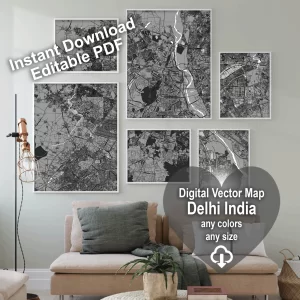 Delhi India editable layered PDF Vector Map Delhi India editable layered PDF Vector Map