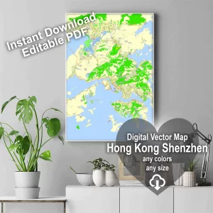 Hong Kong Shenzhen China editable layered PDF Vector Map