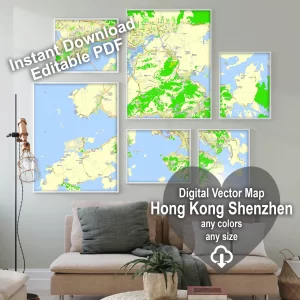 Hong Kong Shenzhen China editable layered PDF Vector Map