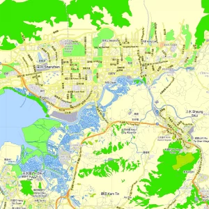 Hong Kong Shenzhen China editable layered PDF Vector Map