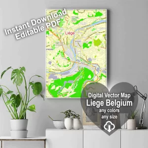 Liege Belgium editable layered PDF Vector Map