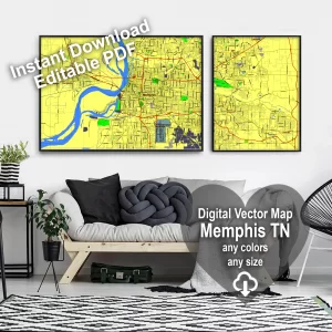 Memphis Tennessee US editable layered PDF Vector Map