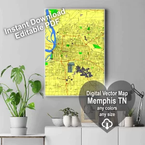 Memphis Tennessee US editable layered PDF Vector Map