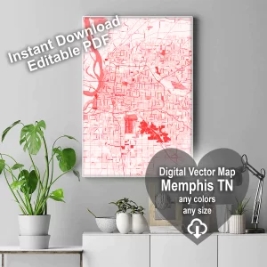Memphis Tennessee US editable layered PDF Vector Map