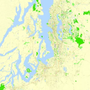 Seattle Washington US editable layered PDF Vector Map Seattle Washington US editable layered PDF Vector Map