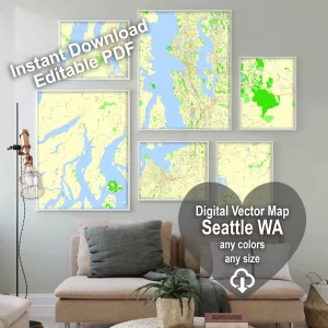 Seattle Washington US editable layered PDF Vector Map Seattle Washington US editable layered PDF Vector Map