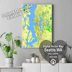 Seattle Washington US editable layered PDF Vector Map Seattle Washington US editable layered PDF Vector Map