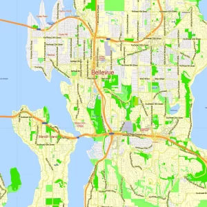 Seattle Washington US editable layered PDF Vector Map Seattle Washington US editable layered PDF Vector Map