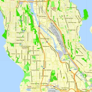 Seattle Washington US editable layered PDF Vector Map Seattle Washington US editable layered PDF Vector Map
