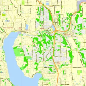Seattle Washington US editable layered PDF Vector Map Seattle Washington US editable layered PDF Vector Map