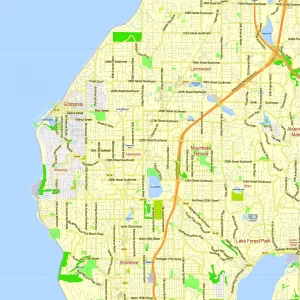 Seattle Washington US editable layered PDF Vector Map Seattle Washington US editable layered PDF Vector Map