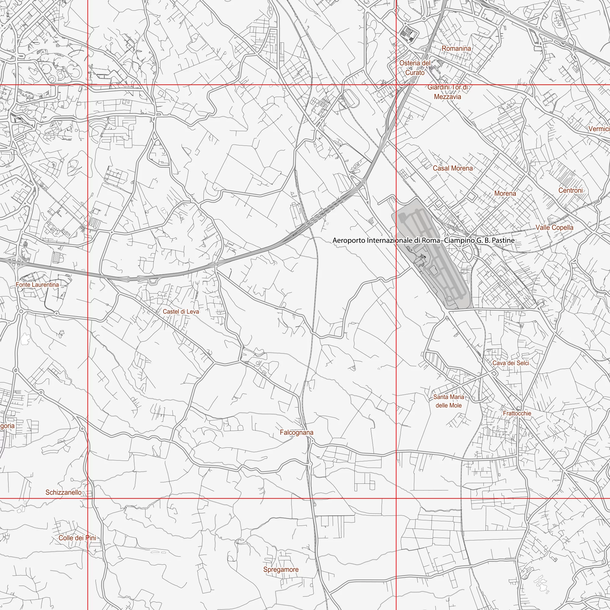 Roma Italy PDF Vector Map: City Plan Low Detailed (simple white) Street Map editable Adobe PDF in layers