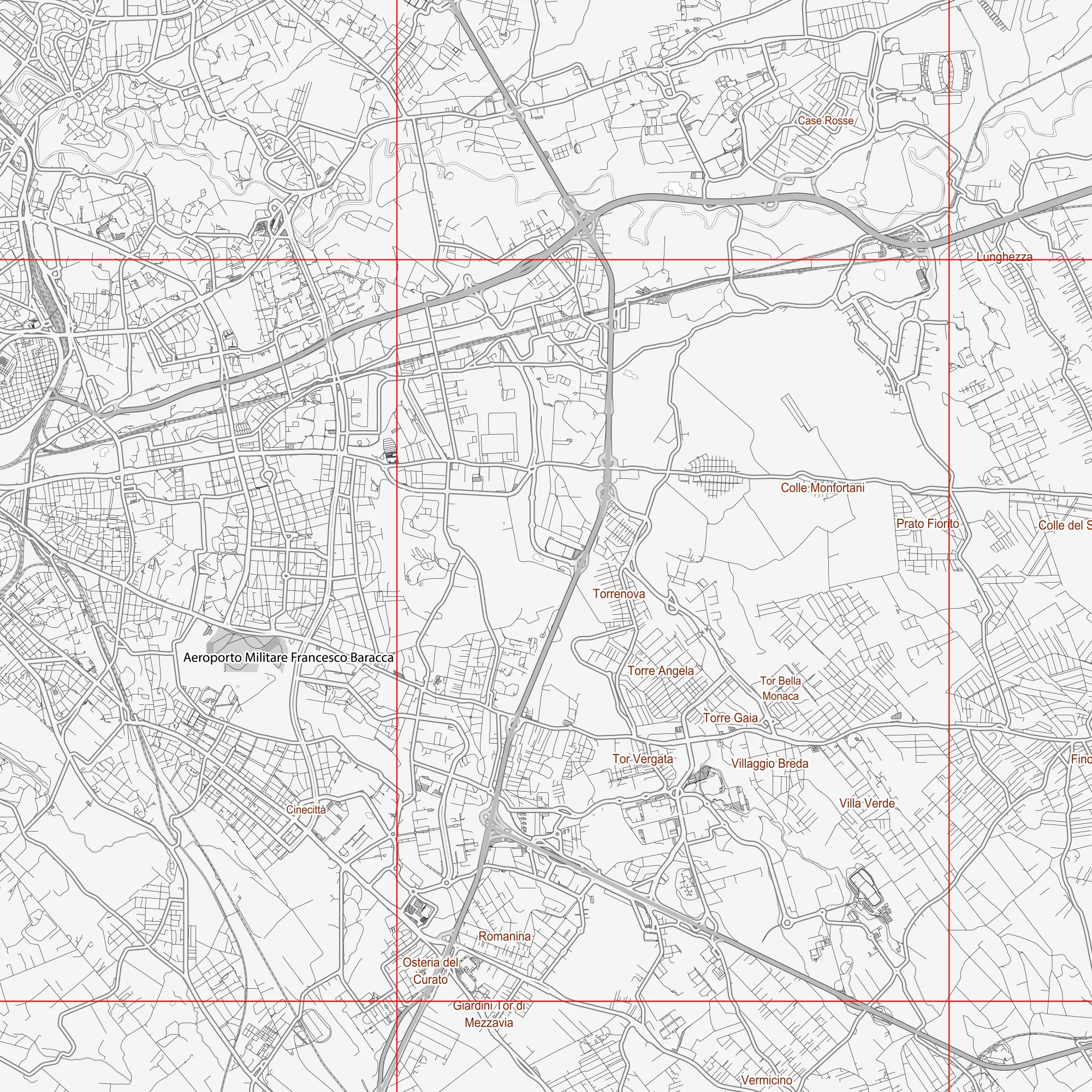Roma Italy PDF Vector Map: City Plan Low Detailed (simple white) Street Map editable Adobe PDF in layers
