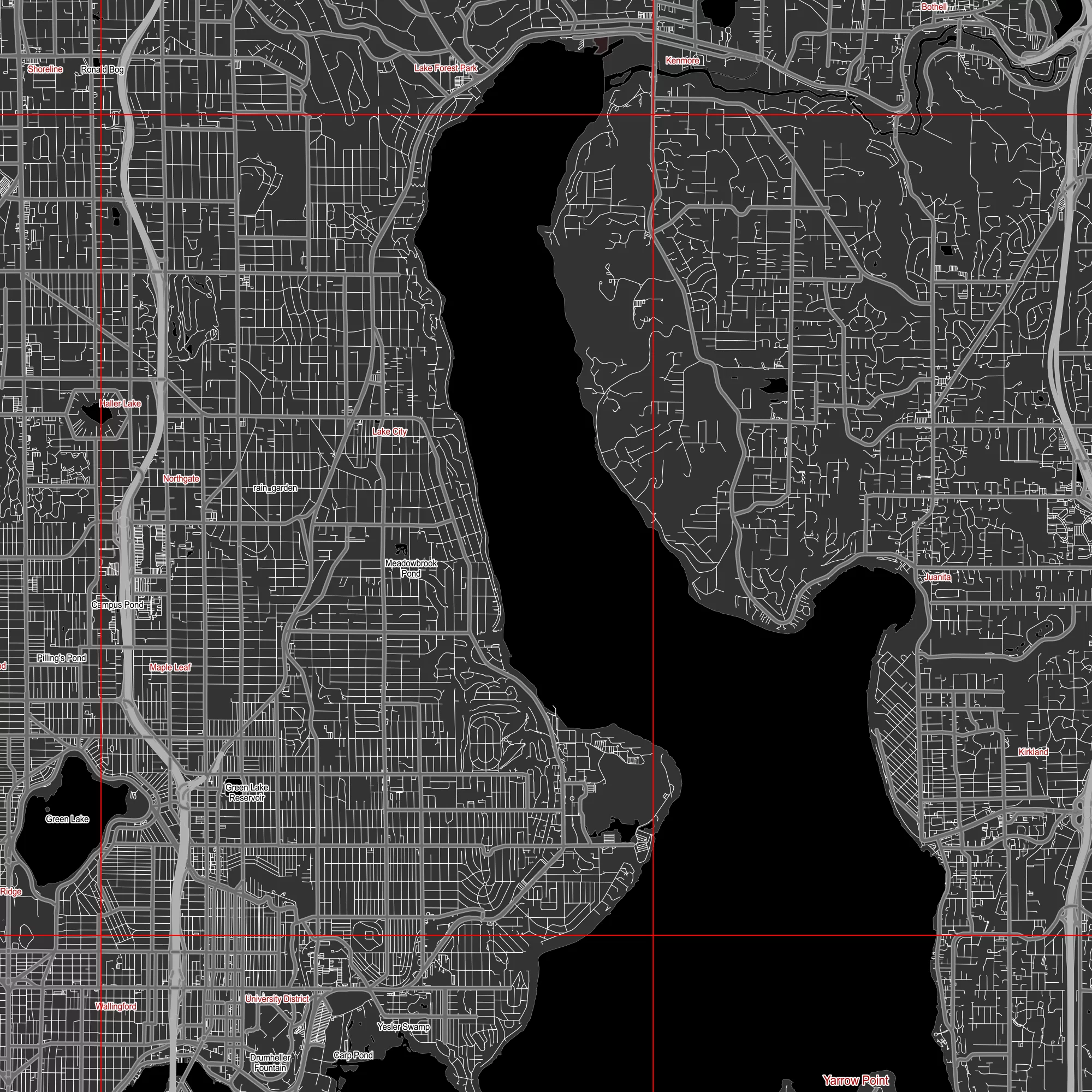 Seattle Washington US PDF Vector Map: City Plan Low Detailed (simple BLACK & WHITE) Street Map editable Adobe PDF in layers