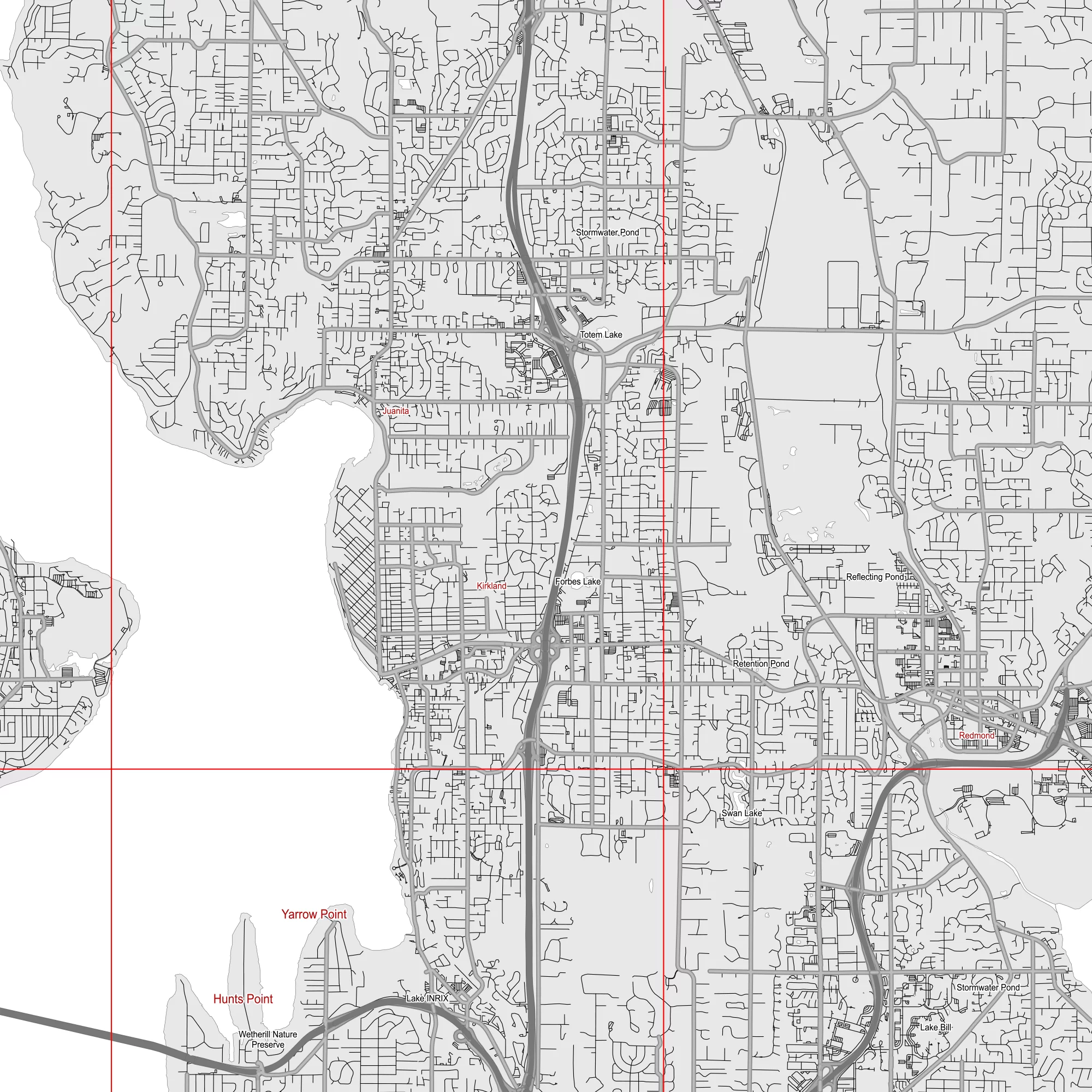 Seattle Washington US PDF Vector Map: City Plan Low Detailed (simple white + black hc) Street Map editable Adobe PDF in layers.