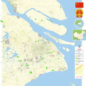 Shanghai China editable layered PDF Vector Map Shanghai China editable layered PDF Vector Map