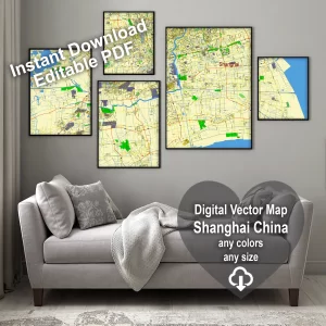 Shanghai China editable layered PDF Vector Map Shanghai China editable layered PDF Vector Map