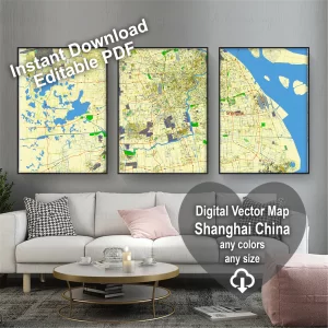 Shanghai China editable layered PDF Vector Map Shanghai China editable layered PDF Vector Map