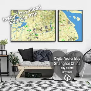 Shanghai China editable layered PDF Vector Map Shanghai China editable layered PDF Vector Map