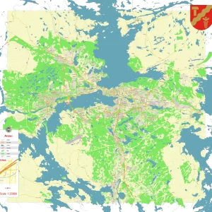 Tampere Finland editable layered PDF Vector Map Tampere Finland editable layered PDF Vector Map