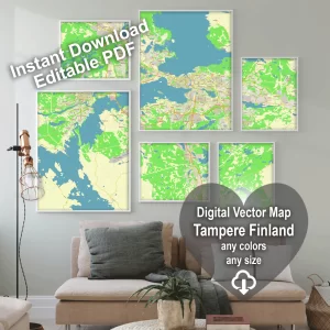 Tampere Finland editable layered PDF Vector Map Tampere Finland editable layered PDF Vector Map