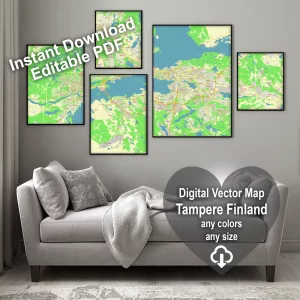 Tampere Finland editable layered PDF Vector Map Tampere Finland editable layered PDF Vector Map