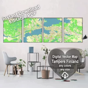 Tampere Finland editable layered PDF Vector Map Tampere Finland editable layered PDF Vector Map