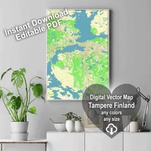 Tampere Finland editable layered PDF Vector Map Tampere Finland editable layered PDF Vector Map