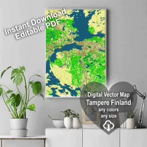 Tampere Finland editable layered PDF Vector Map Tampere Finland editable layered PDF Vector Map