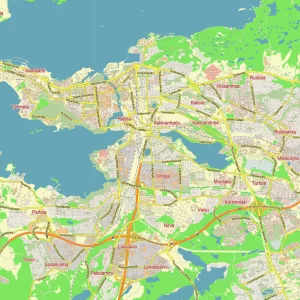 Tampere Finland editable layered PDF Vector Map Tampere Finland editable layered PDF Vector Map