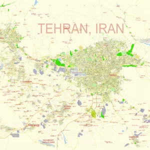 Tehran Iran editable layered PDF Vector Map Tehran Iran editable layered PDF Vector Map