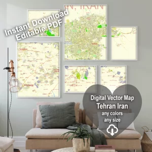 Tehran Iran editable layered PDF Vector Map Tehran Iran editable layered PDF Vector Map