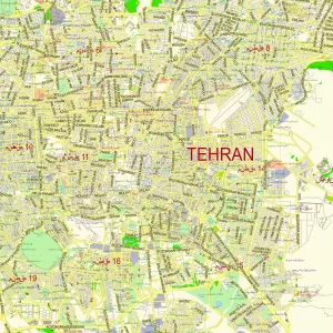 Tehran Iran editable layered PDF Vector Map Tehran Iran editable layered PDF Vector Map