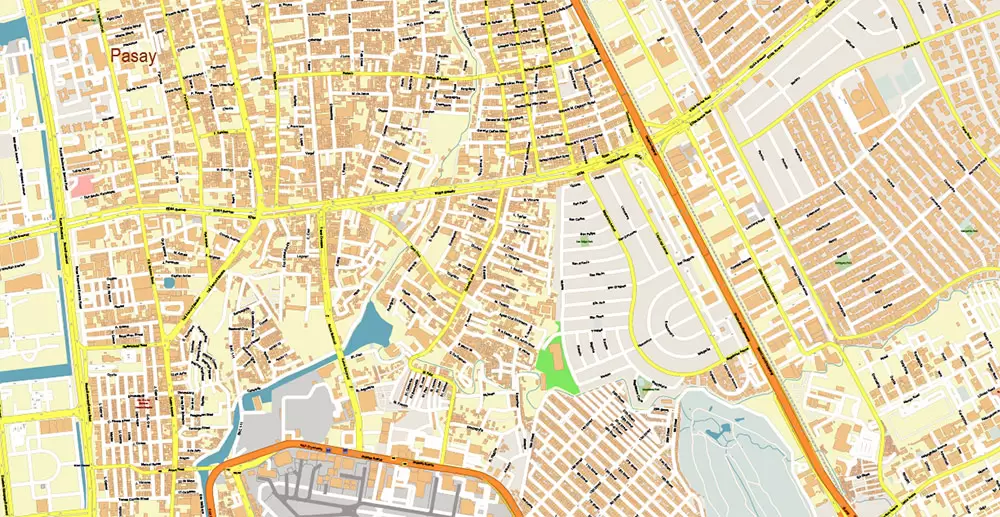Manila Philippines PDF Vector Map: Exact High Detailed City Plan editable Adobe PDF Street Map in layers
