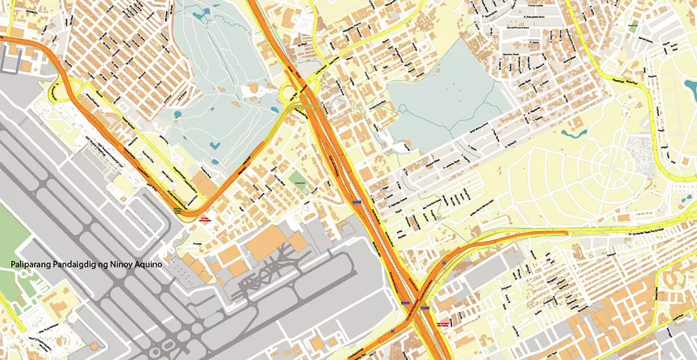Manila Philippines PDF Vector Map: Exact High Detailed City Plan editable Adobe PDF Street Map in layers