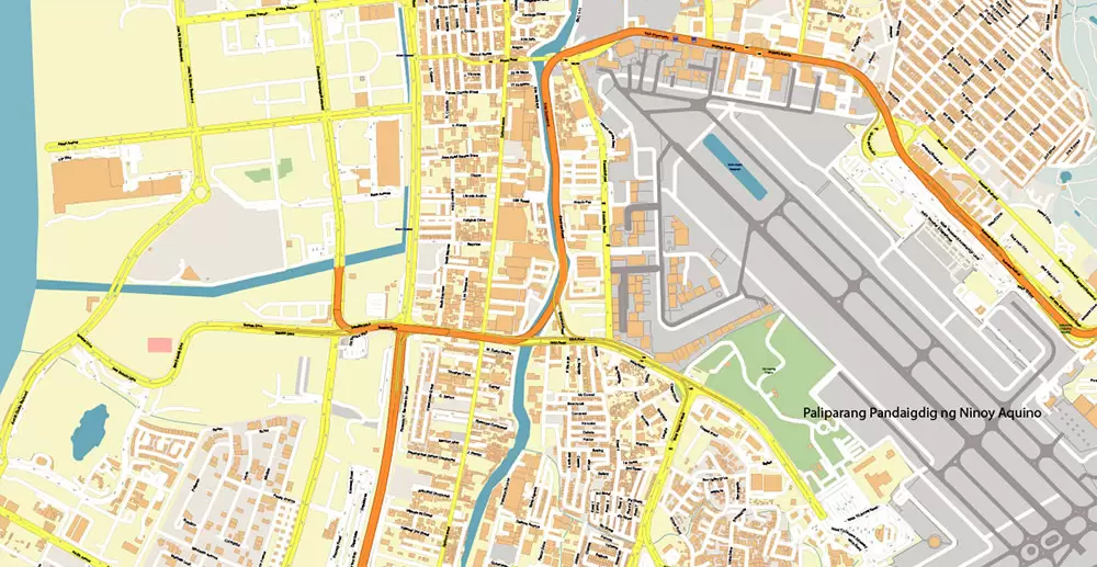 Manila Philippines PDF Vector Map: Exact High Detailed City Plan editable Adobe PDF Street Map in layers