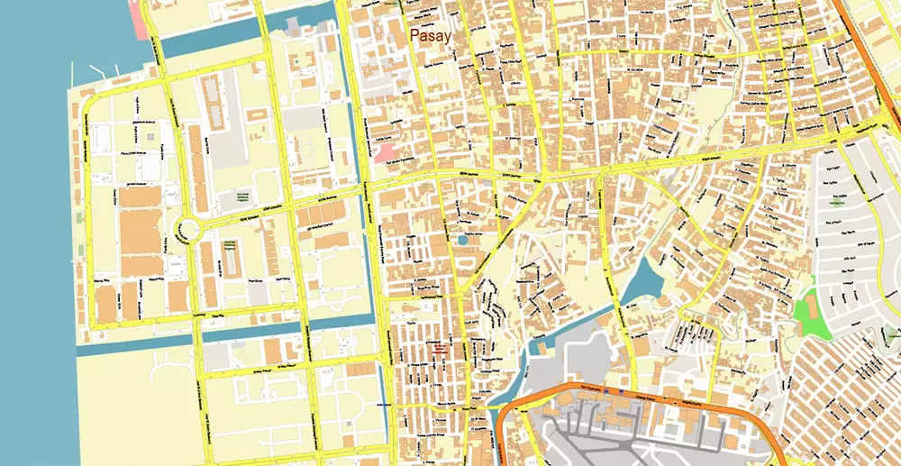 Manila Philippines PDF Vector Map: Exact High Detailed City Plan editable Adobe PDF Street Map in layers