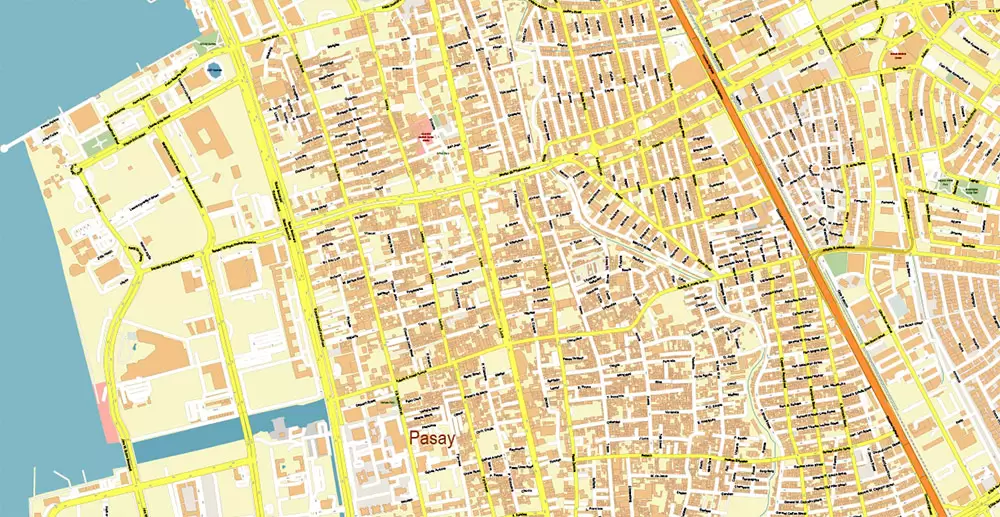 Manila Philippines PDF Vector Map: Exact High Detailed City Plan editable Adobe PDF Street Map in layers